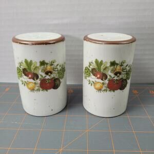 Vintage Inarco Japan Speckled Mushroom Vegetables Salt Pepper Stoneware Shakers